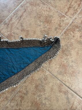 Asymmetrical Teal Women's Skirt with Beaded Fringe Trim
